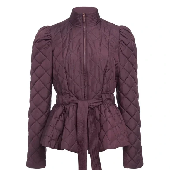 NWT Marie Oliver Raven Quilted Peplum Jacket XS Bordeaux